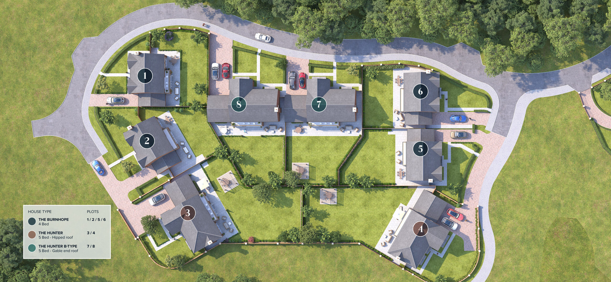 Site plan illustration showing all plots for Symeon Court